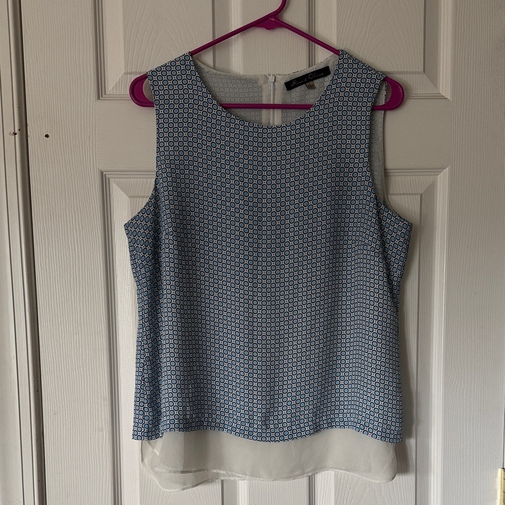 Rose & Olive Geometric Blue Tank Top